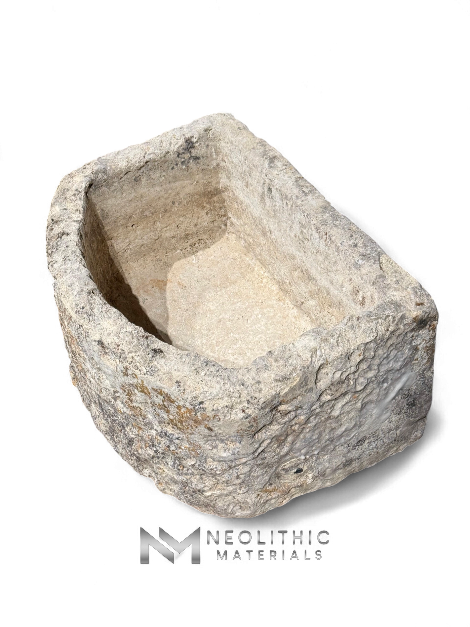 Antique French Limestone Half Moon Trough - Image 3